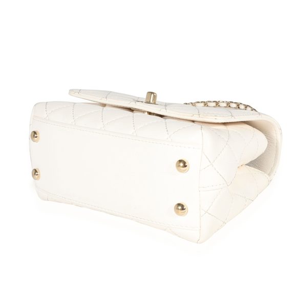 Chanel White Quilted Goatskin Extra Mini Rainbow Coco Top Handle Flap Bag - Picture 6 of 8